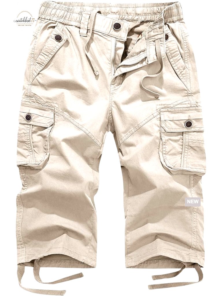 Women's Cotton Cargo Shorts Capri Length Multi Pocket Hiking Pants